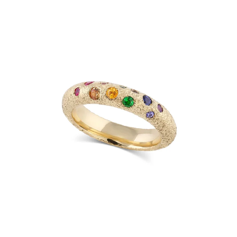 women’s sapphire rings-Rosa Rainbow Sapphire & Tsavorite Stacking Ring