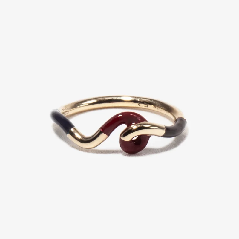 women’s ruby rings-Dark Navy, Burgundy & Cherry Chocolate Enamel Multi Frequency Ring