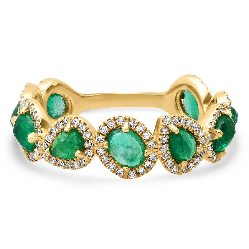 women’s simple engagement rings-Emerald and Diamond Shape Ring