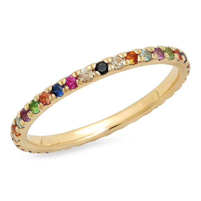 women’s black rings-Multi Colored Eternity Band