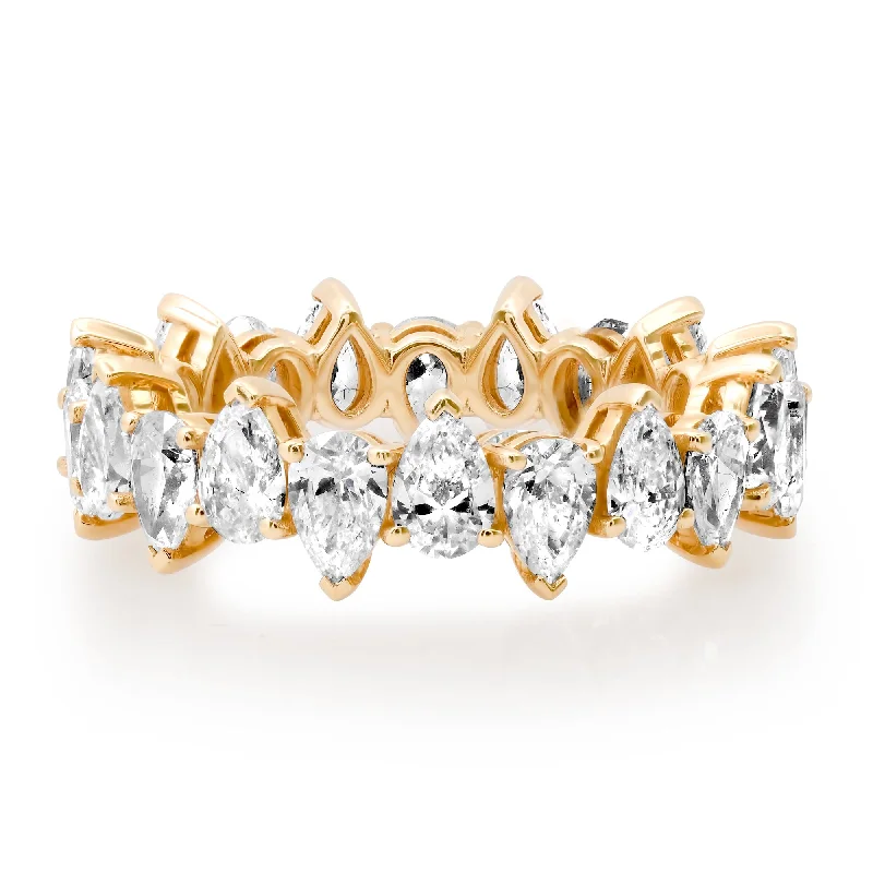 women’s solitaire rings-Alternating Diamond Teardrop Eternity Band Ring