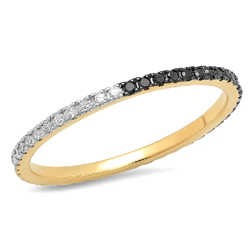 women’s minimalist engagement rings-Black and White Diamond Eternity Band