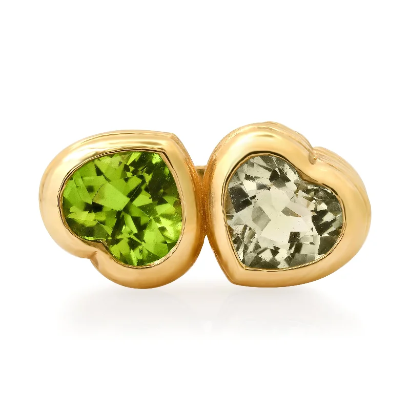 women’s modern engagement rings-Toi & Moi Stacey Peridot & Green Amethyst Ring