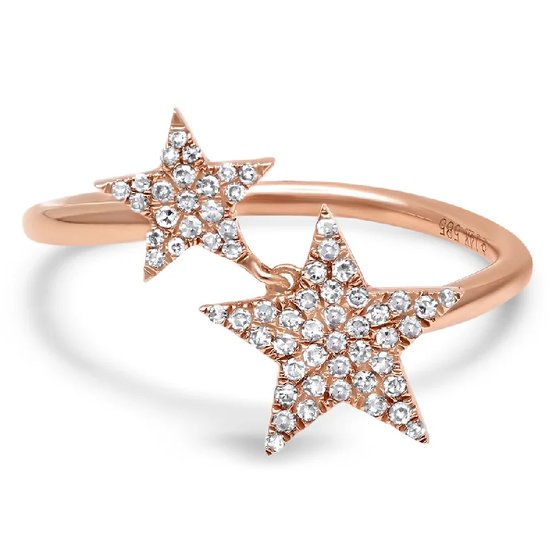 women’s classic diamond rings-Diamond Twin Stars Ring