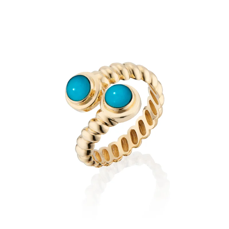 women’s classic diamond rings-Eden Moi & Toi Ring with Turquoise