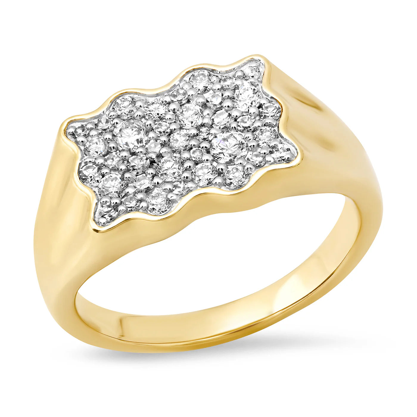 women’s adjustable rings-Diamond Form Signet Ring