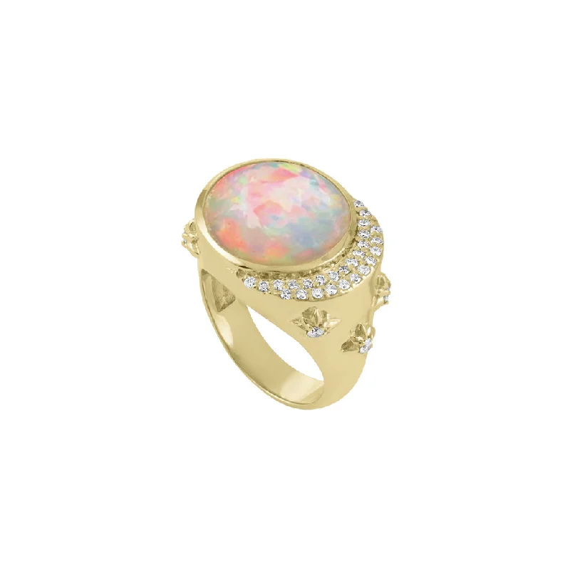 women’s white gold rings-Opal Celeste Cocktail Ring