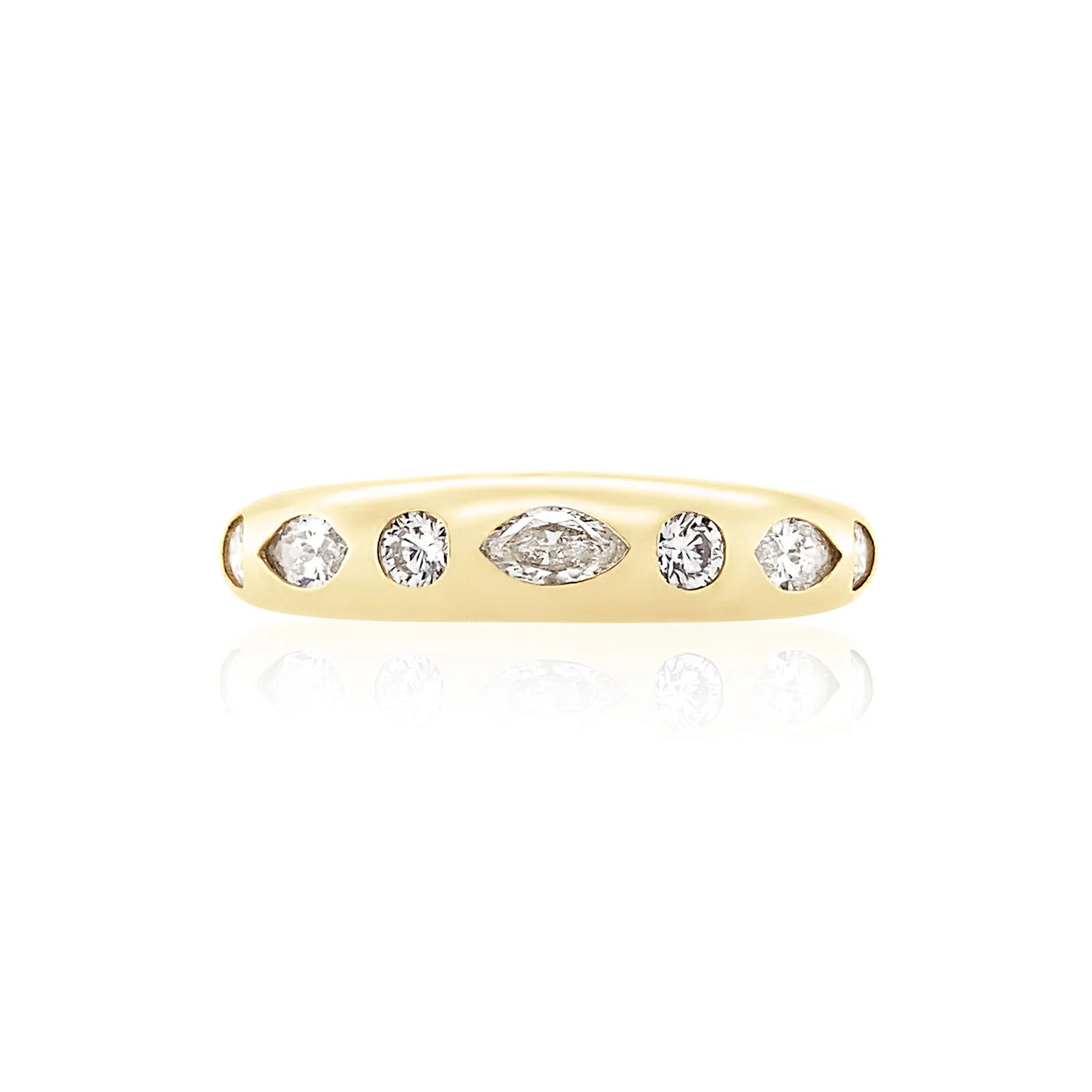 women’s modern engagement rings-Nine Round & Marquise Diamond Skinny Ring