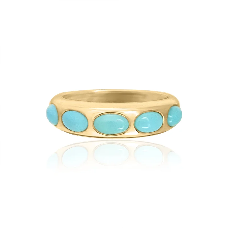 women’s cocktail rings-Sleeping Beauty Skinny Turquoise Dome Ring