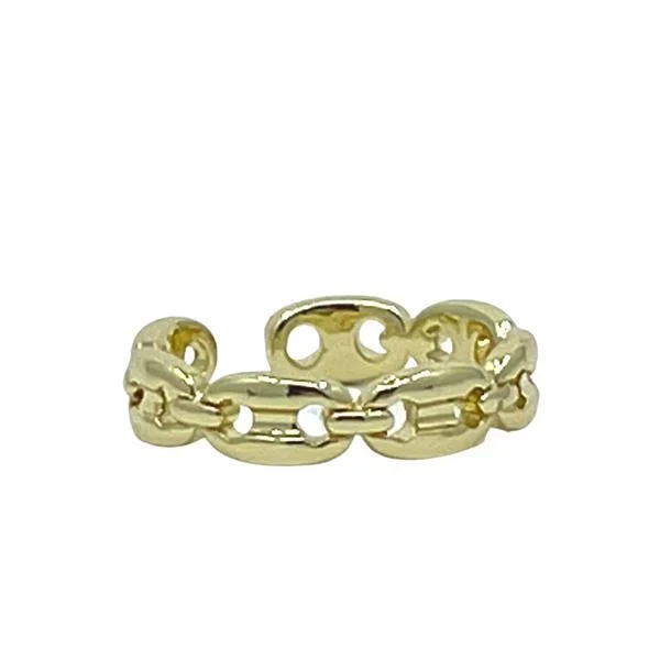 women’s statement rings-Adjustable Ring: Cuban Links: 18kt Gold Fill (RG4880)