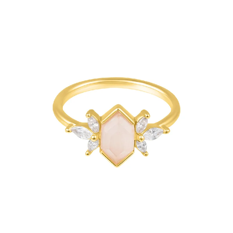 women’s luxury engagement rings-Rose Quartz Deco Ring 14k vermeil