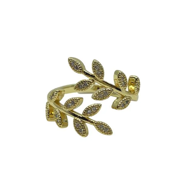 women’s stackable rings-Adjustable Ring: 'Leaf' (RG45LEAF)