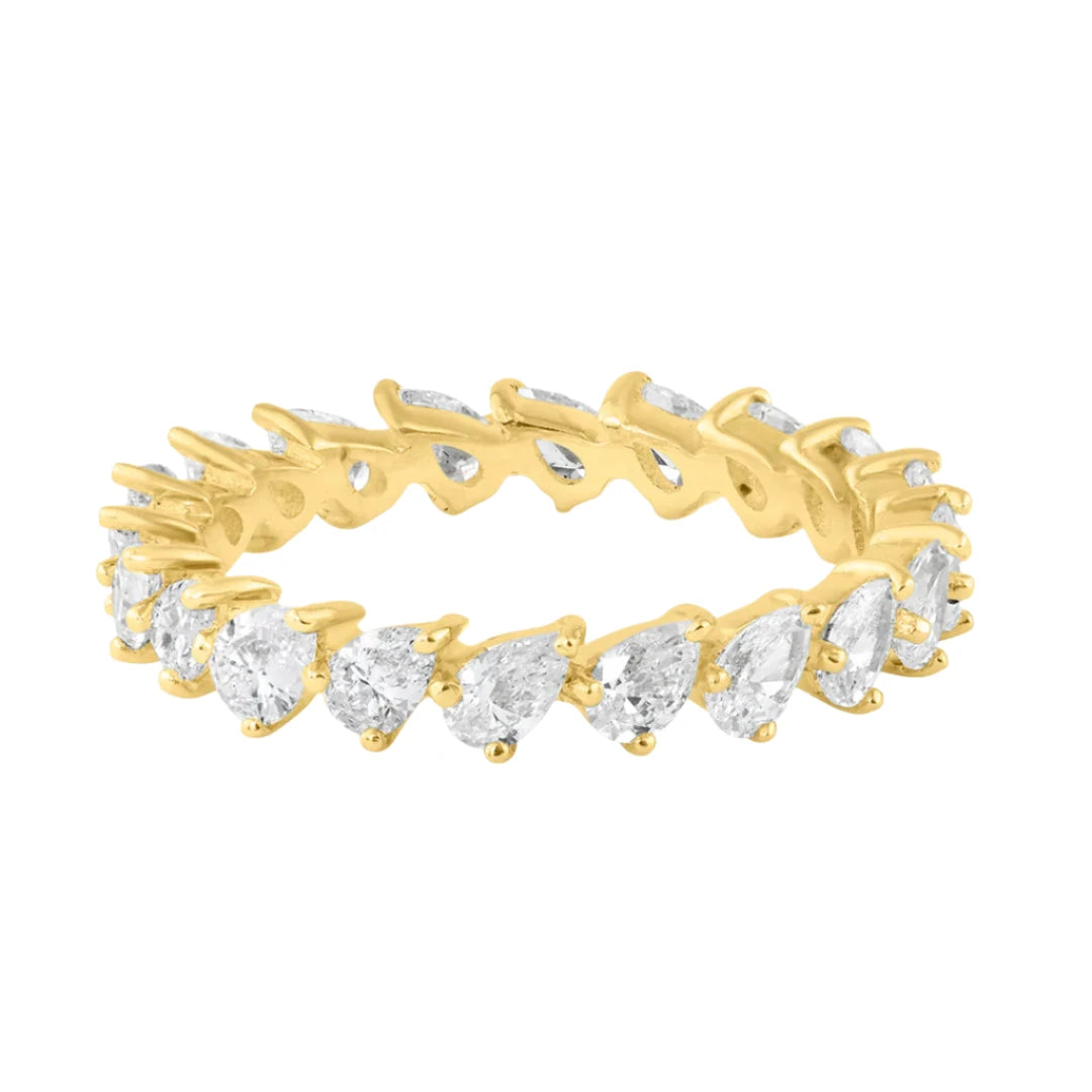 women’s fine diamond rings-Perfect Pear Diamond Eternity Band Ring