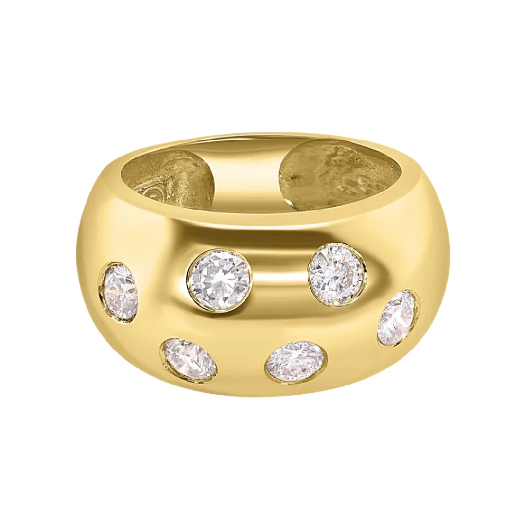 women’s classic diamond rings-Chubby Scattered Diamond Barrel Ring