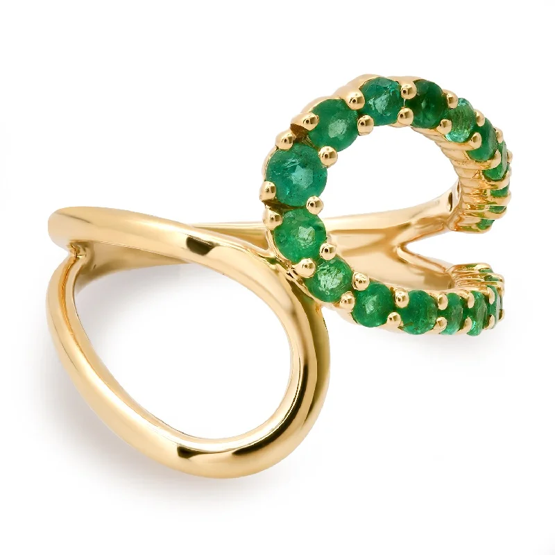 women’s cocktail rings-Gemstone & High Polish Open Bypass Ring