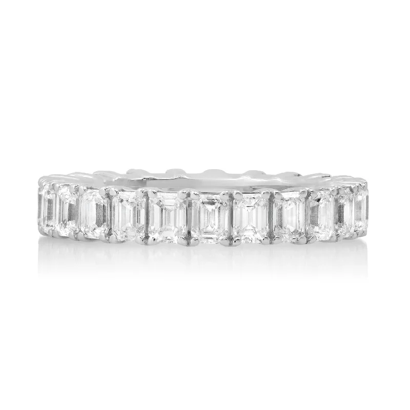 women’s engagement ring sets-The Pretty Diamond Emerald Cut Eternity Ring