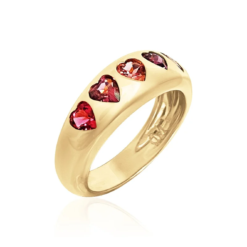 custom design rings for women-Heart Gemstone Nomad Dome Ring