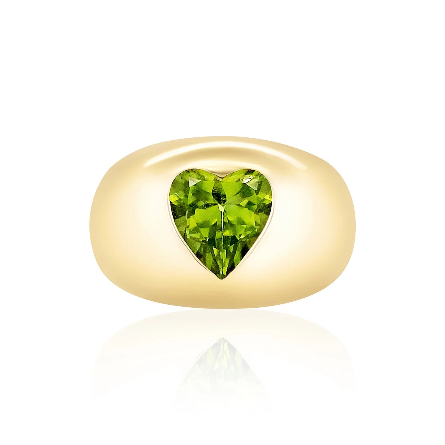 women’s promise rings-Single Heart Chunky Peridot Ring