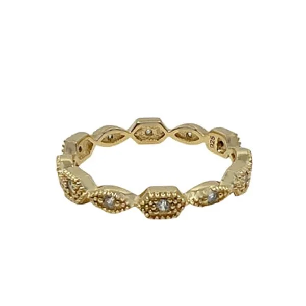 women’s vintage rings-CZ 'Unique' Ring: Gold Vermeil and CZ: Sizes 6-8 (RG1/455/_)