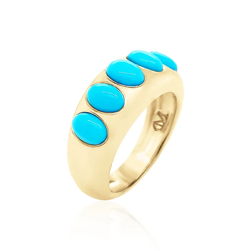 affordable rings for women-Turquoise Oval Nomad Dome Ring