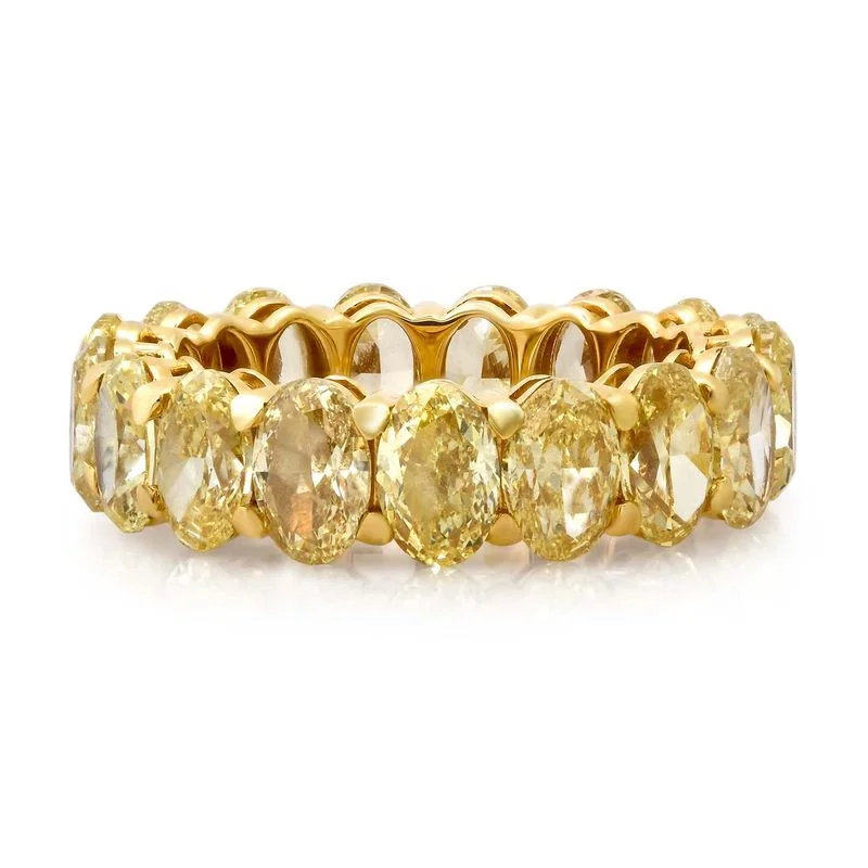 women’s stylish rings-Lab Grown Oval Yellow Diamond Eternity Band Ring