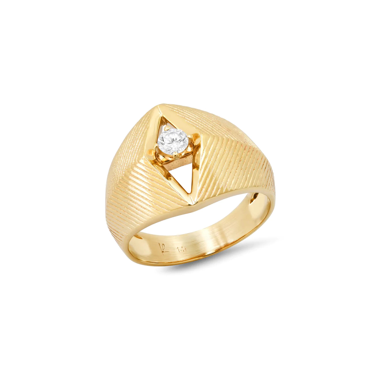 women’s rose gold wedding rings-Diamond Rhombus Signet Ring