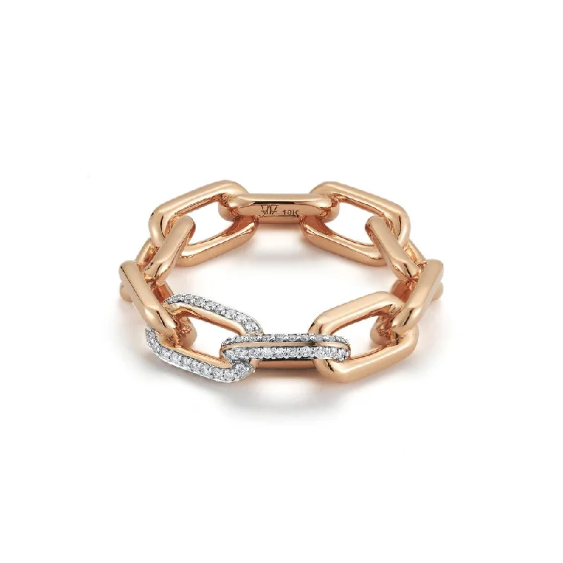 women’s moonstone rings-Saxon Double Diamond Large Chain Link Ring