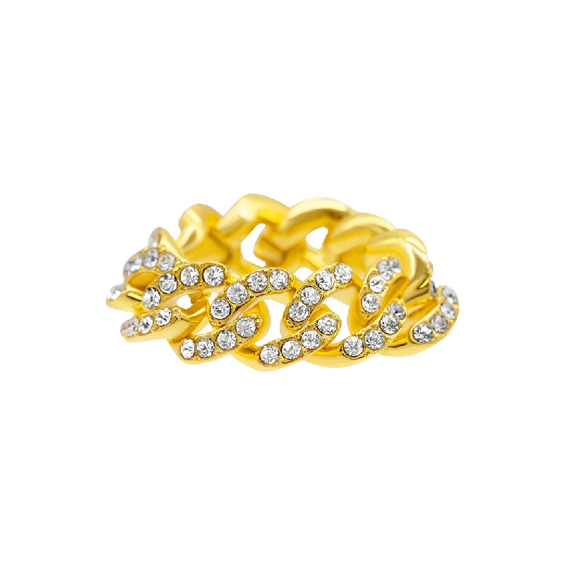 women’s luxury rings-14k Gold Plated Curb Chain Flexible Ring