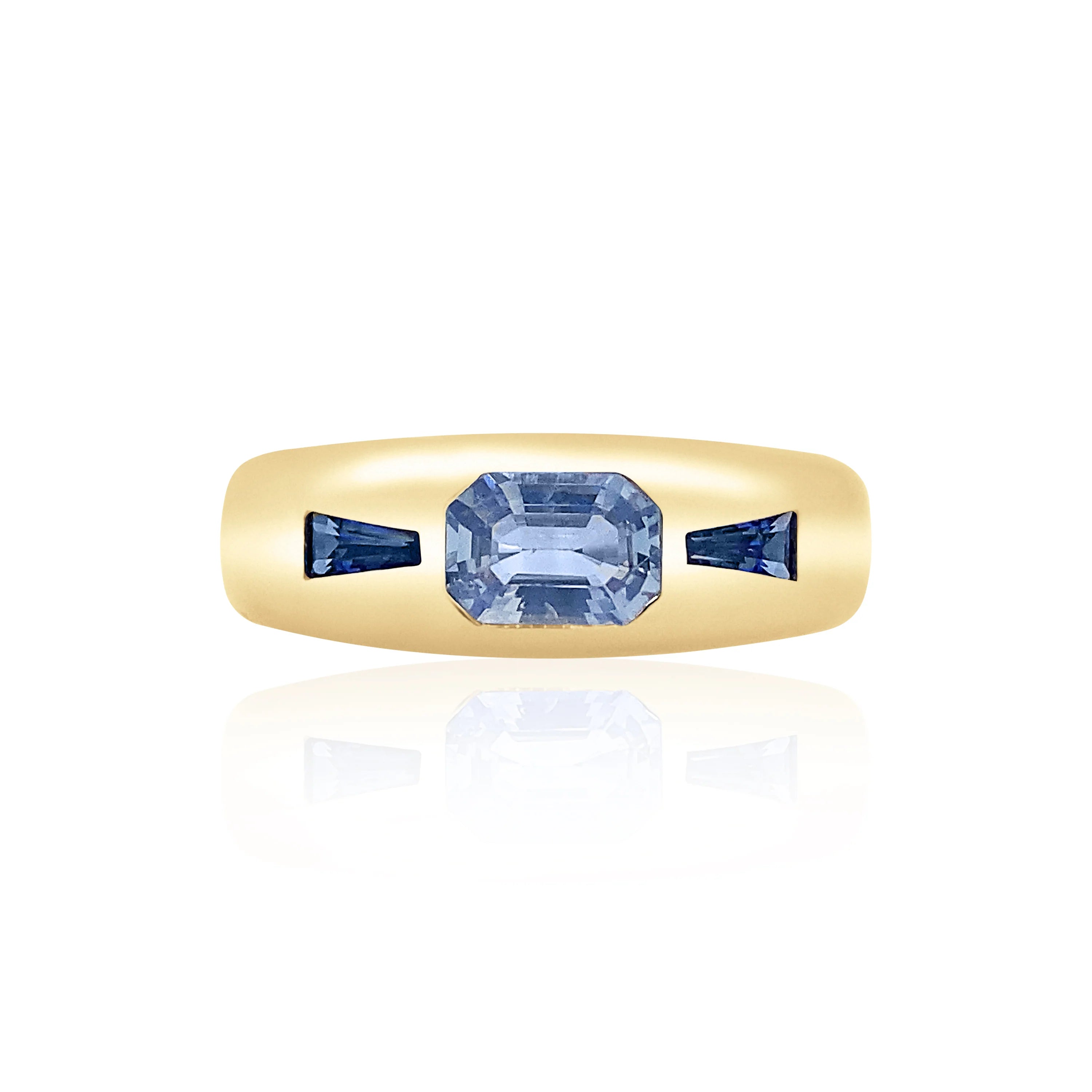 women’s silver wedding rings-Three Stone Blue Sapphire Classic Ring