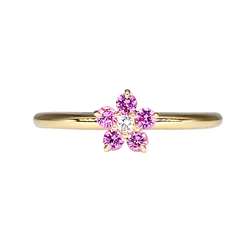 women’s vintage-inspired rings-Small Round Floral Stacking Ring