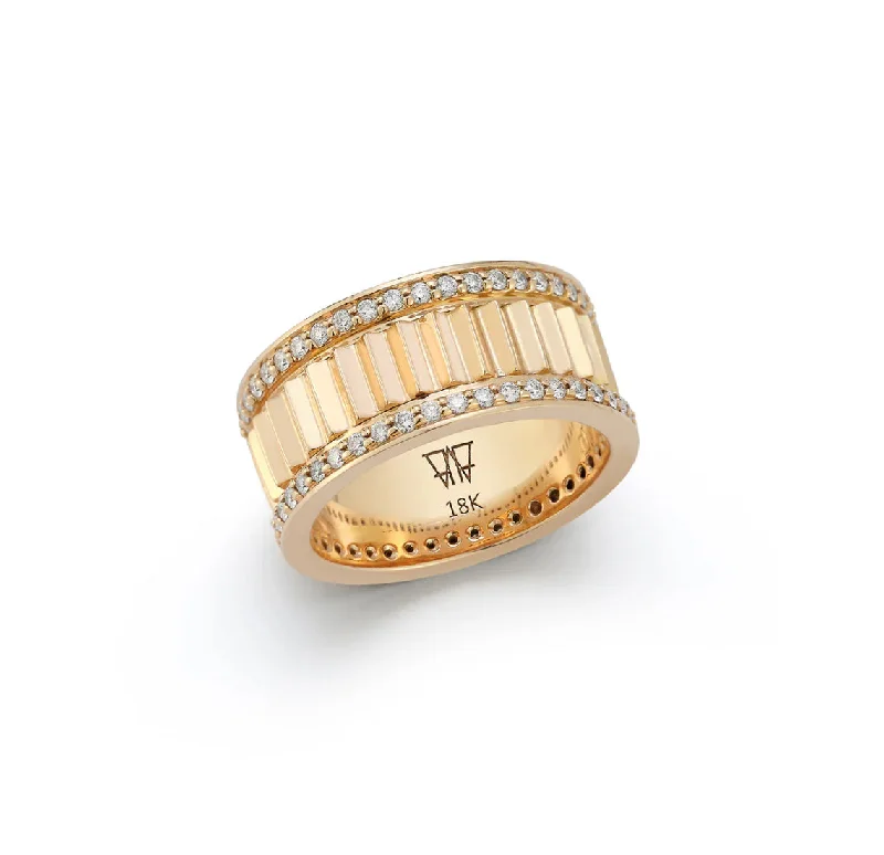 affordable rings for women-Clive Gold & Diamond 10MM Fluted Band Ring