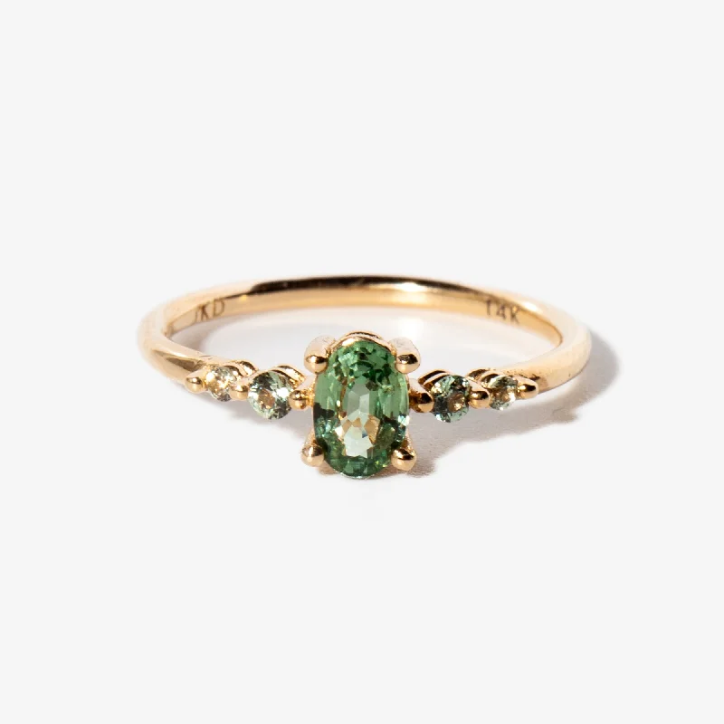 women’s gemstone engagement rings-Green Sapphire Pebble Ring