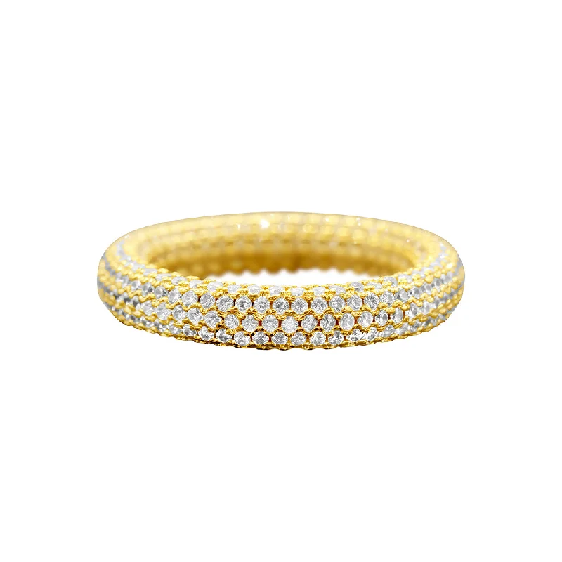 women’s silver wedding rings-14k Gold Plated Crystal Eternity Rounded Band Ring