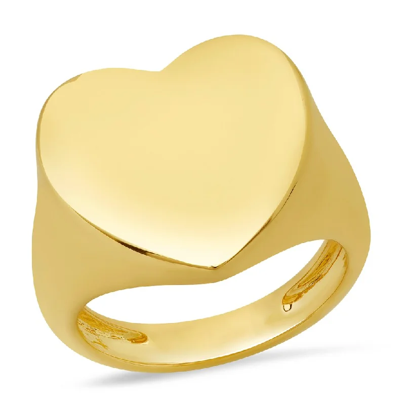 women’s ruby rings-Solid Gold Jumbo Heart Signet RIng