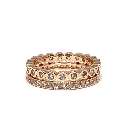 women’s birthstone rings-2 Stack Crystal Ring: Rose Gold Vermeil (RRG2/455)