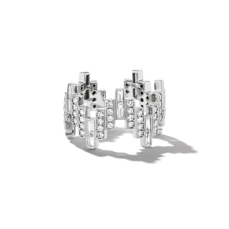 women’s stackable engagement rings-Enlightenment Equilibrium Baguette & Round Diamond Ring