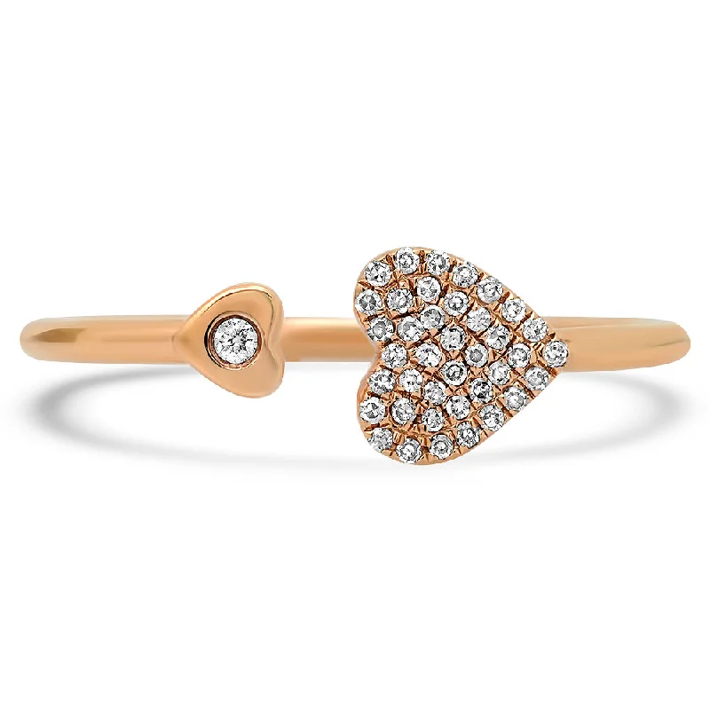 women’s antique rings-Open Diamond Kissing Hearts Ring