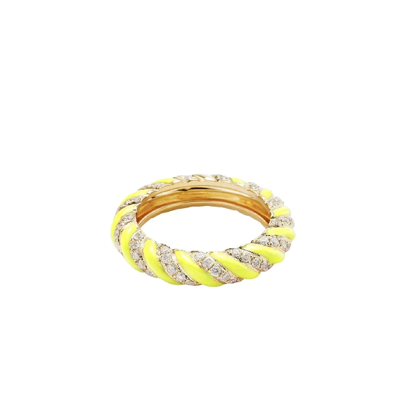 women’s bridal rings-Enamel & Diamond Twisted Candy Eternity Band Ring