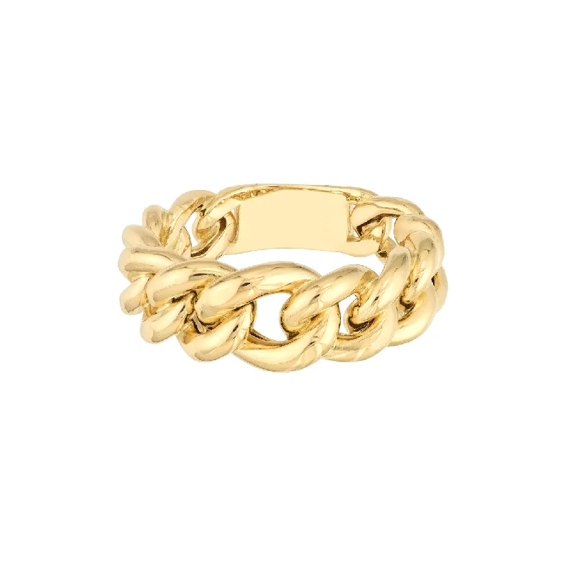 women’s open rings-Graduated Gold Curb Chain Stacking Ring