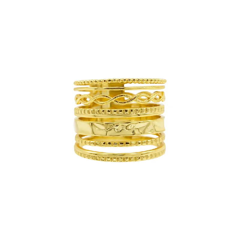 women’s fine rings-14k Gold Plated Multi-Band Ring