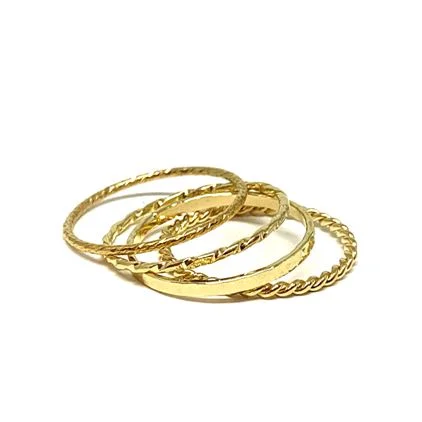 women’s trendy rings-Four Stack Ring: Gold Vermeil (RG4/40_) Available in Sizes 6-8