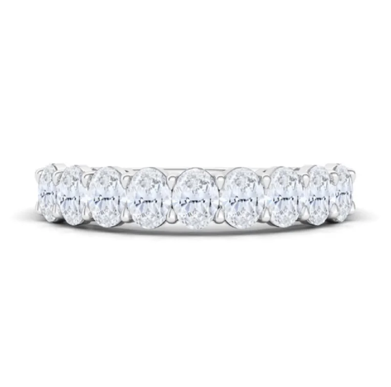 women’s anniversary rings-Half Oval Cut Lab Grown Diamond Eternity Band Ring