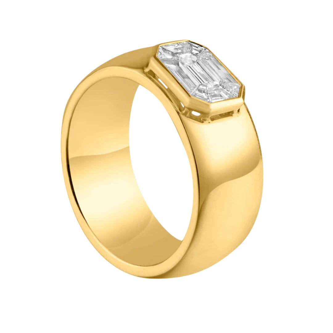 women’s unique rings-Boss Diamond & Gold Barrel Ring