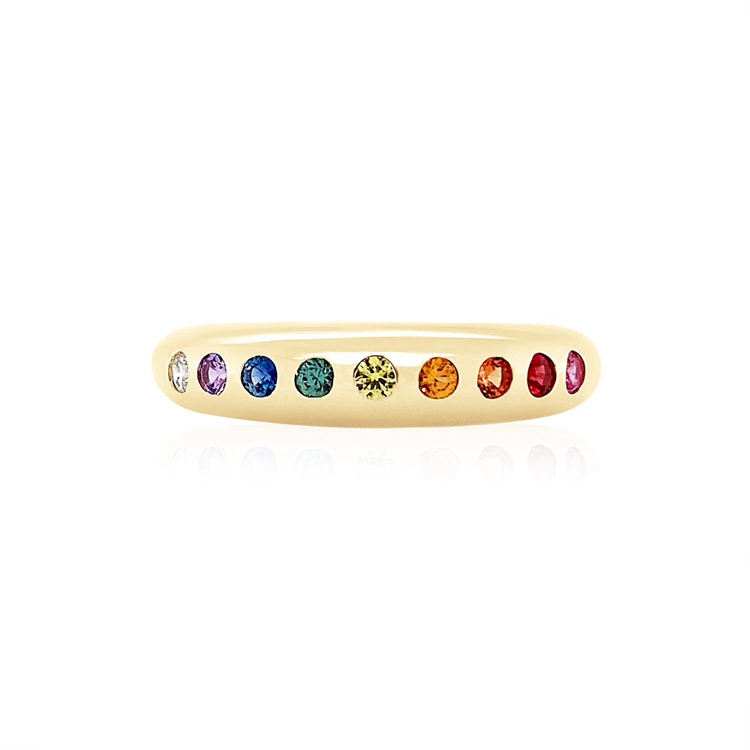 women’s black rings-Nine Round Gemstone Skinny Ring