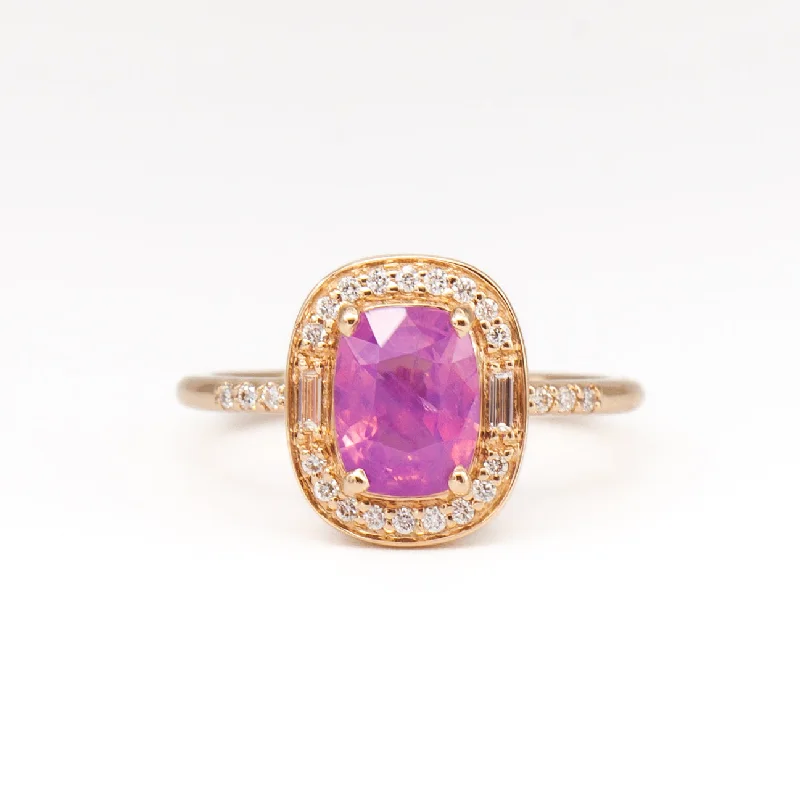 women’s wedding sets-1.58 ct Purple-Pink Cushion Sapphire Athena Ring