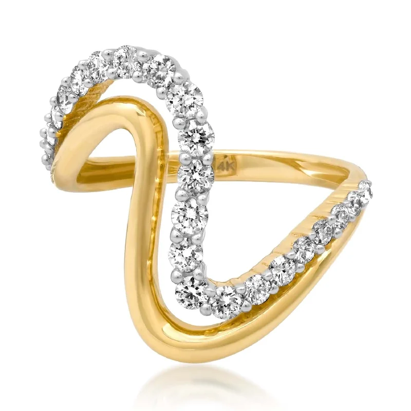 women’s engagement ring sets-Double Band Diamond & High Polish Swirl Ring