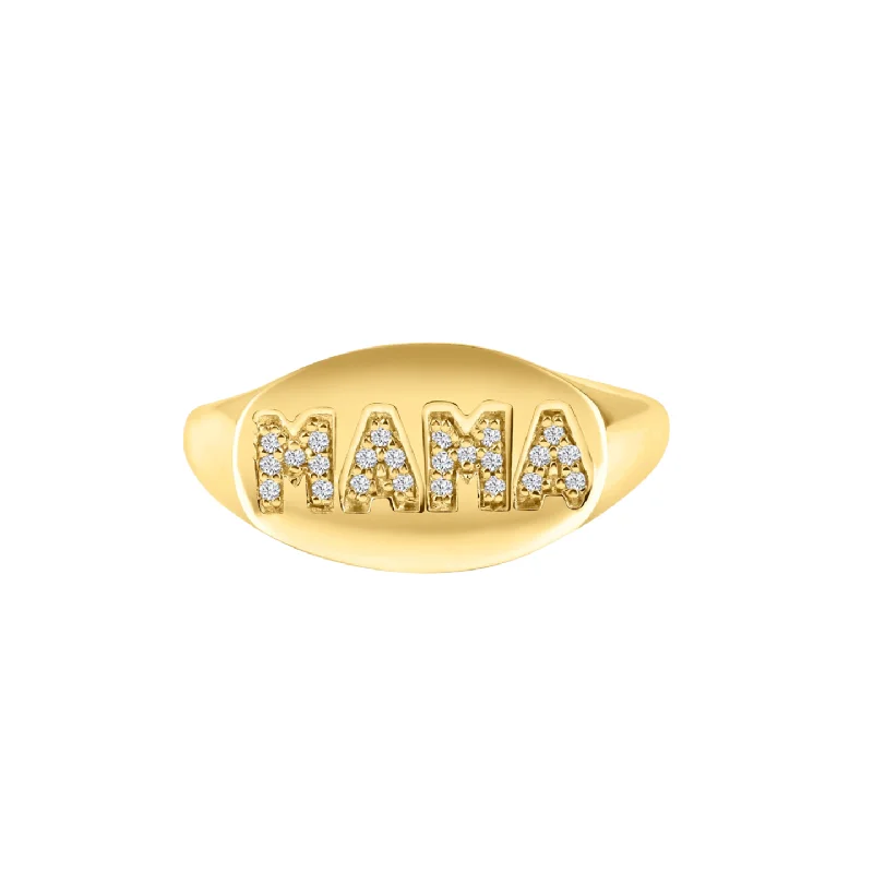 women’s matching wedding rings-Diamond Mama Signet Ring