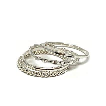 women’s silver wedding rings-Four Stack Ring: Sterling Silver (RS4/40_) Available in Sizes 6-8