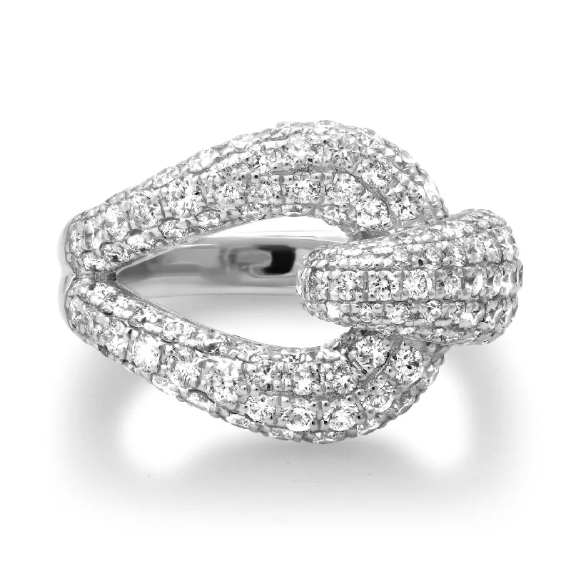 women’s silver wedding rings-Diamond Knot Statement Ring