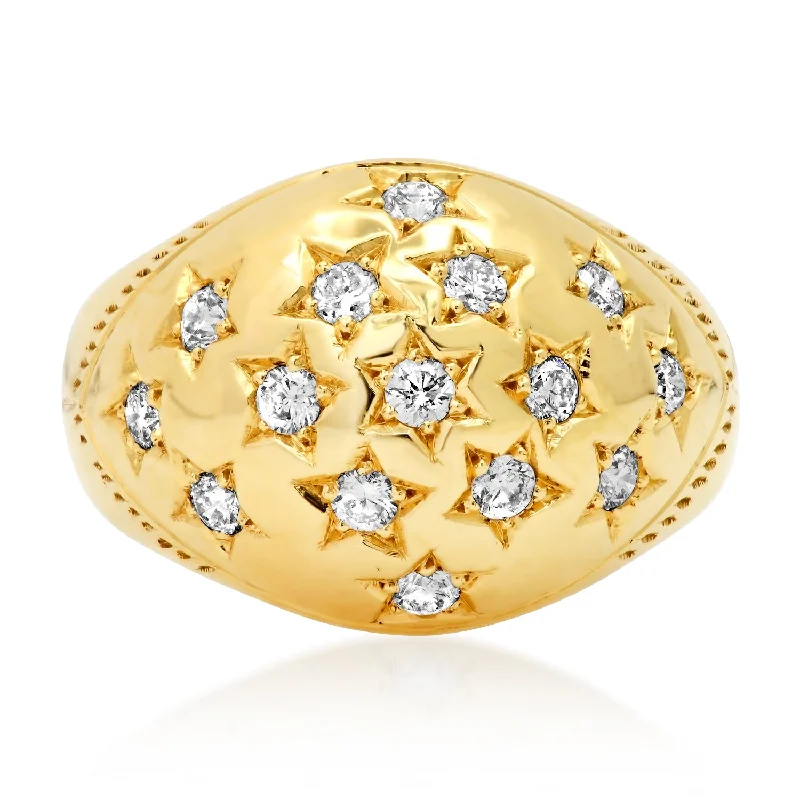 women’s eternity rings-Bombe Starburst Diamond Dome Ring